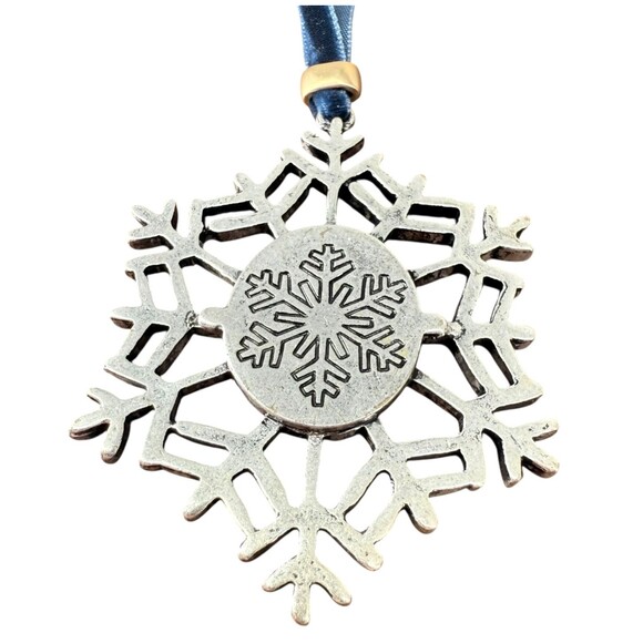 J. Jill Snowfall Photo Ornament Snowflake Silver Tone Velvet Ribbon Keepsake NWT - Picture 7 of 10